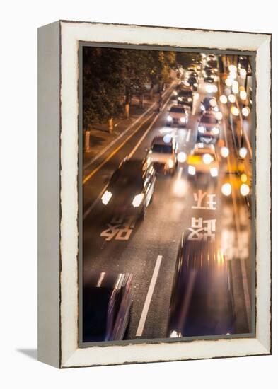 Double Exposure of Night Traffic Scene-victorn-Framed Premier Image Canvas