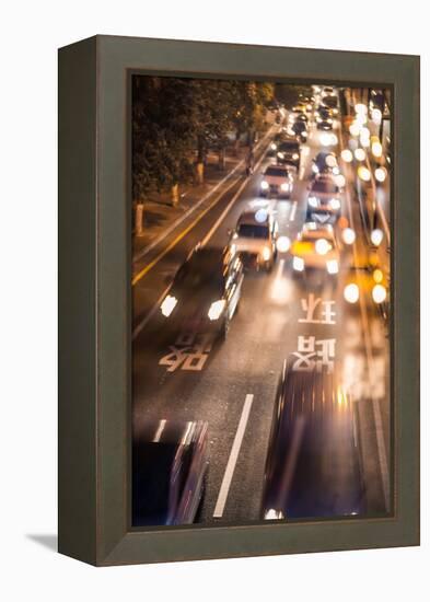 Double Exposure of Night Traffic Scene-victorn-Framed Premier Image Canvas