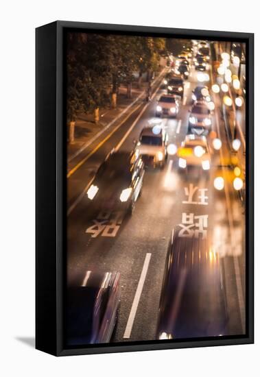 Double Exposure of Night Traffic Scene-victorn-Framed Premier Image Canvas