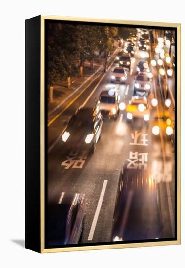 Double Exposure of Night Traffic Scene-victorn-Framed Premier Image Canvas