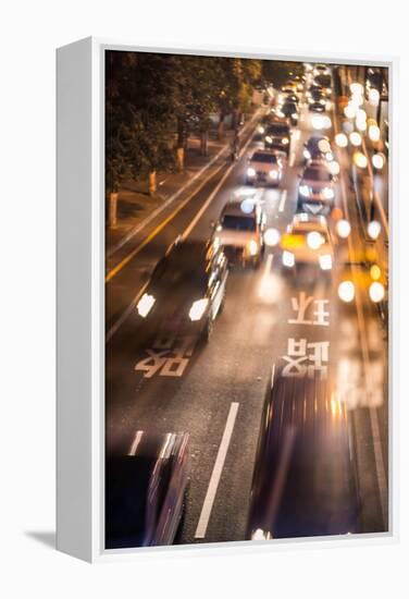 Double Exposure of Night Traffic Scene-victorn-Framed Premier Image Canvas