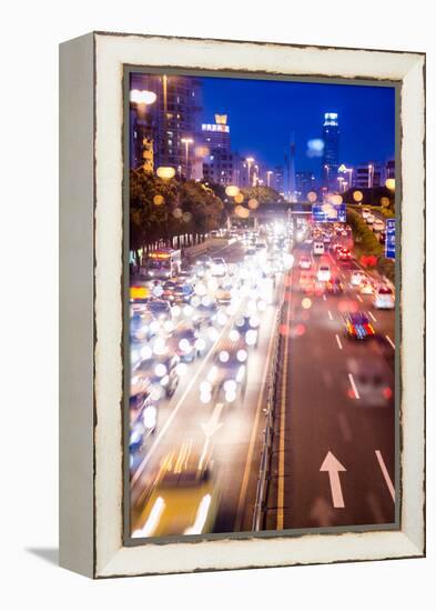 Double Exposure of Night Traffic Scene-victorn-Framed Premier Image Canvas