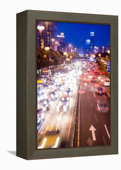 Double Exposure of Night Traffic Scene-victorn-Framed Premier Image Canvas