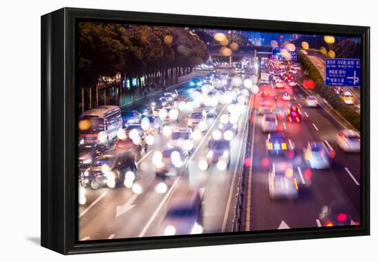 Double Exposure of Night Traffic Scene-victorn-Framed Premier Image Canvas