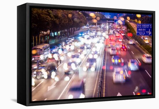 Double Exposure of Night Traffic Scene-victorn-Framed Premier Image Canvas