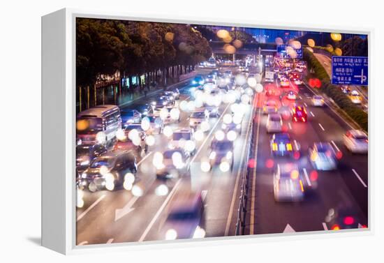 Double Exposure of Night Traffic Scene-victorn-Framed Premier Image Canvas