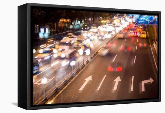 Double Exposure of Night Traffic Scene-victorn-Framed Premier Image Canvas