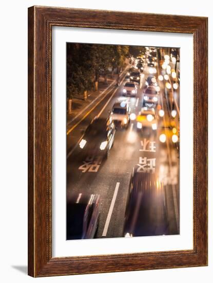 Double Exposure of Night Traffic Scene-victorn-Framed Photographic Print