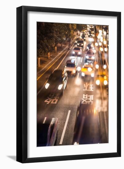 Double Exposure of Night Traffic Scene-victorn-Framed Photographic Print