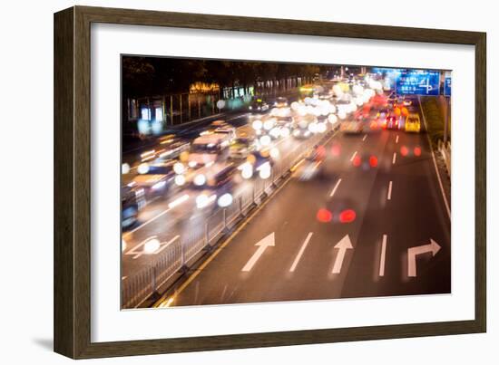 Double Exposure of Night Traffic Scene-victorn-Framed Photographic Print