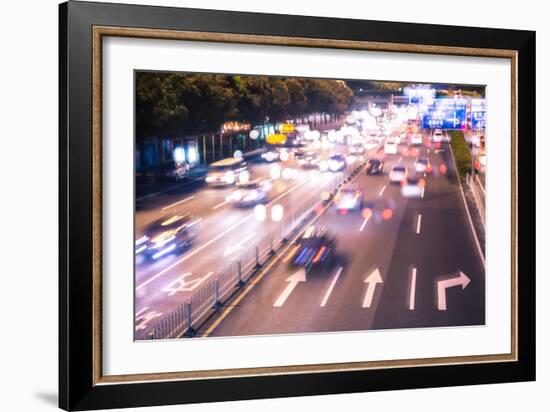 Double Exposure of Night Traffic Scene-victorn-Framed Photographic Print