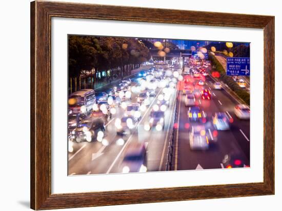 Double Exposure of Night Traffic Scene-victorn-Framed Photographic Print