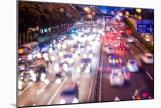 Double Exposure of Night Traffic Scene-victorn-Mounted Photographic Print