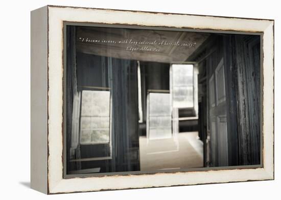 Double Exposure of Room Inside an Old Plantation Home in Charleston, SC with Edgar Allan Poe Quote-null-Framed Stretched Canvas