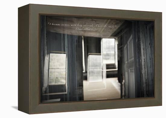 Double Exposure of Room Inside an Old Plantation Home in Charleston, SC with Edgar Allan Poe Quote-null-Framed Stretched Canvas