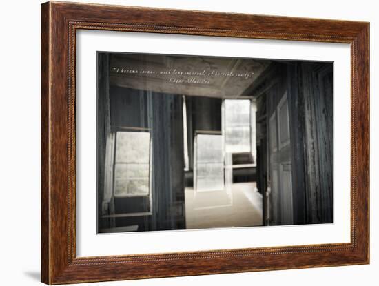 Double Exposure of Room Inside an Old Plantation Home in Charleston, SC with Edgar Allan Poe Quote-null-Framed Photo