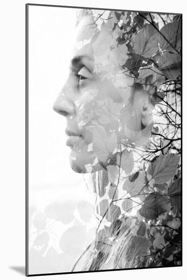 Double Exposure of Woman Combined with Photograph of Leaves-Victor Tongdee-Mounted Photographic Print