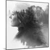 Double Exposure of Young Female and the Forest near the Lake(Tilt-Shift Lens)-Kuzma-Mounted Photographic Print