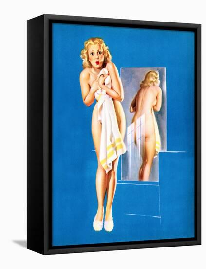 Double Exposure Pin-Up 1940-Gil Elvgren-Framed Stretched Canvas