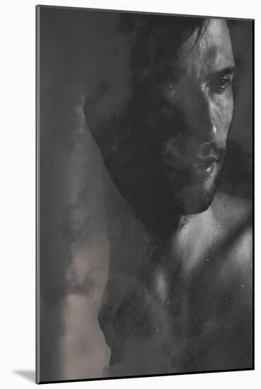 Double Exposure Portrait of a Man Combined with Photograph of Mountains in Heavy Clouds-Victor Tongdee-Mounted Photographic Print