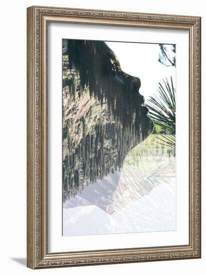 Double Exposure Portrait of Attractive Lady Combined with Mountainous Landscape-Victor Tongdee-Framed Photographic Print