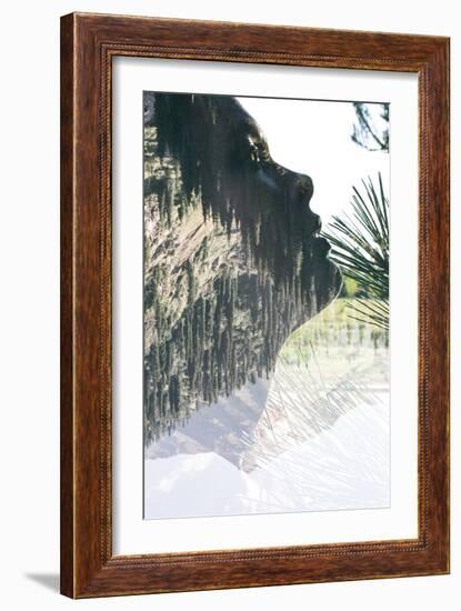 Double Exposure Portrait of Attractive Lady Combined with Mountainous Landscape-Victor Tongdee-Framed Photographic Print