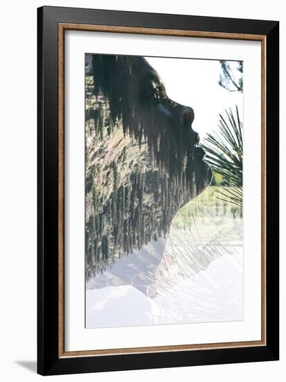 Double Exposure Portrait of Attractive Lady Combined with Mountainous Landscape-Victor Tongdee-Framed Photographic Print