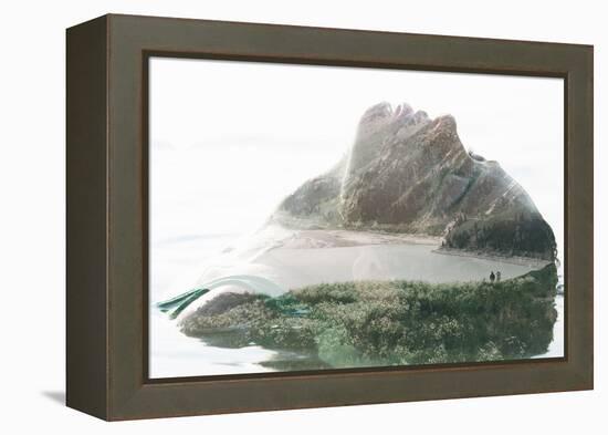 Double Exposure Portrait of Attractive Woman Combined with Photograph of Lake Surrounded by Mountai-Victor Tongdee-Framed Premier Image Canvas