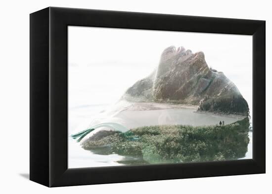 Double Exposure Portrait of Attractive Woman Combined with Photograph of Lake Surrounded by Mountai-Victor Tongdee-Framed Premier Image Canvas