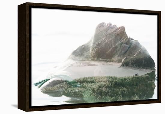 Double Exposure Portrait of Attractive Woman Combined with Photograph of Lake Surrounded by Mountai-Victor Tongdee-Framed Premier Image Canvas