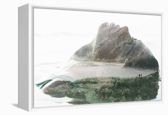 Double Exposure Portrait of Attractive Woman Combined with Photograph of Lake Surrounded by Mountai-Victor Tongdee-Framed Premier Image Canvas