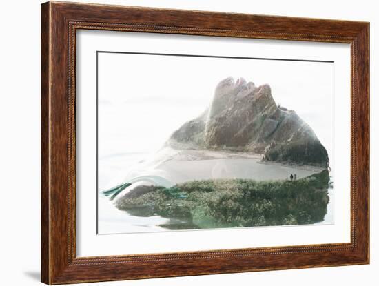 Double Exposure Portrait of Attractive Woman Combined with Photograph of Lake Surrounded by Mountai-Victor Tongdee-Framed Photographic Print