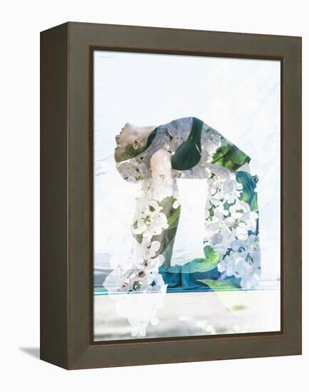 Double Exposure Portrait of Attractive Woman Performing Yoga Asana Combined with Photograph of Lila-Victor Tongdee-Framed Premier Image Canvas