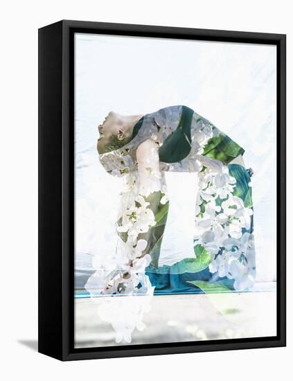 Double Exposure Portrait of Attractive Woman Performing Yoga Asana Combined with Photograph of Lila-Victor Tongdee-Framed Premier Image Canvas