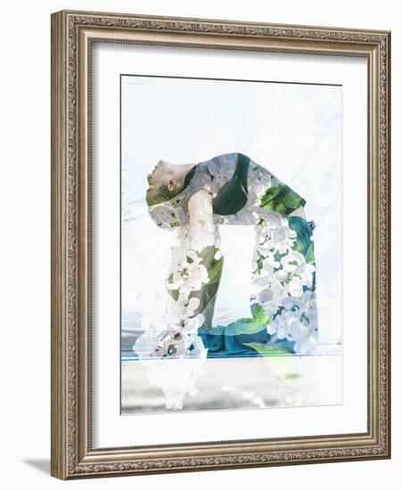 Double Exposure Portrait of Attractive Woman Performing Yoga Asana Combined with Photograph of Lila-Victor Tongdee-Framed Photographic Print