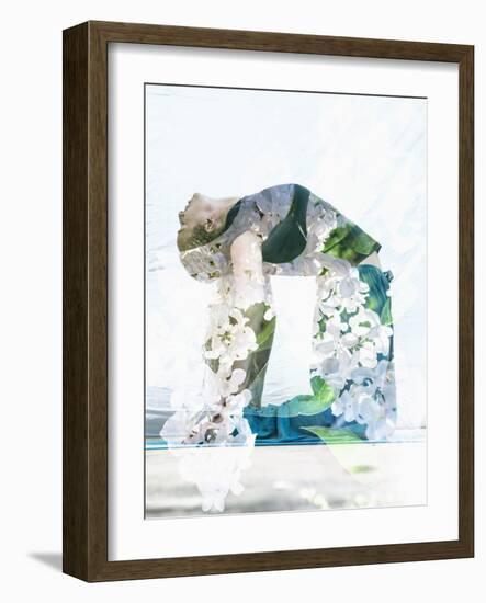 Double Exposure Portrait of Attractive Woman Performing Yoga Asana Combined with Photograph of Lila-Victor Tongdee-Framed Photographic Print