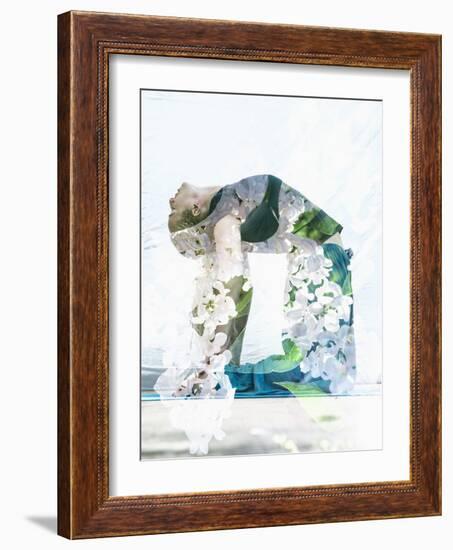 Double Exposure Portrait of Attractive Woman Performing Yoga Asana Combined with Photograph of Lila-Victor Tongdee-Framed Photographic Print