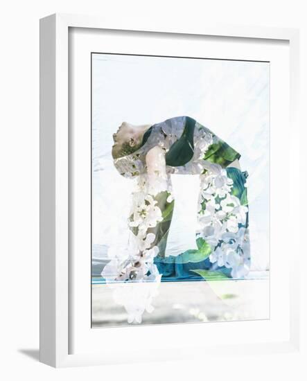 Double Exposure Portrait of Attractive Woman Performing Yoga Asana Combined with Photograph of Lila-Victor Tongdee-Framed Photographic Print