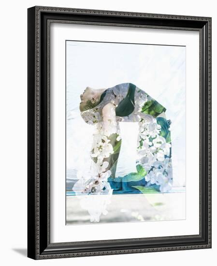 Double Exposure Portrait of Attractive Woman Performing Yoga Asana Combined with Photograph of Lila-Victor Tongdee-Framed Photographic Print