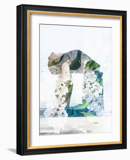 Double Exposure Portrait of Attractive Woman Performing Yoga Asana Combined with Photograph of Lila-Victor Tongdee-Framed Photographic Print