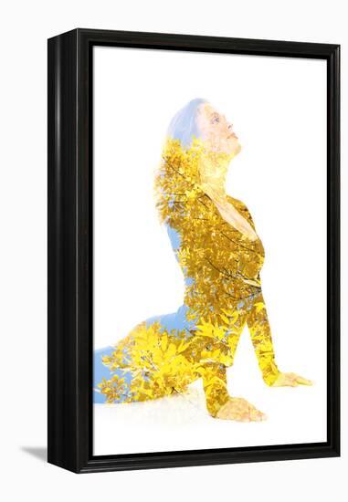 Double Exposure Portrait of Young Woman Performing Yoga Asana-Victor Tongdee-Framed Premier Image Canvas