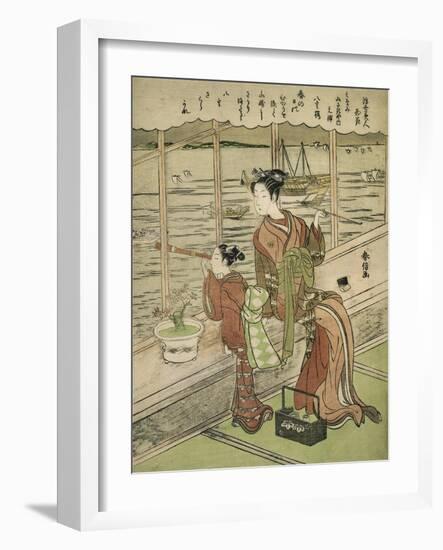 Double-Flowered Cherry: Motoura of the Minami Yamasakiya, C.1768-69-Suzuki Harunobu-Framed Giclee Print