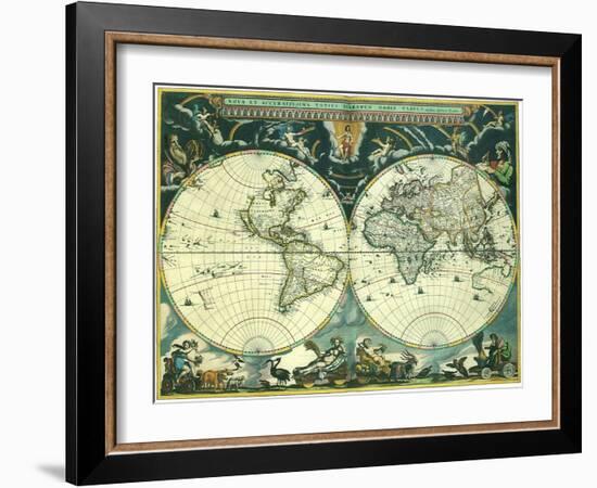 Double Hemisphere Map 1662-Joan Blaeu-Framed Giclee Print