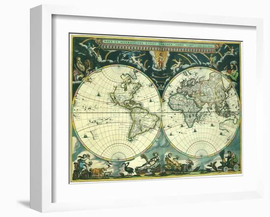 Double Hemisphere Map 1662-Joan Blaeu-Framed Giclee Print