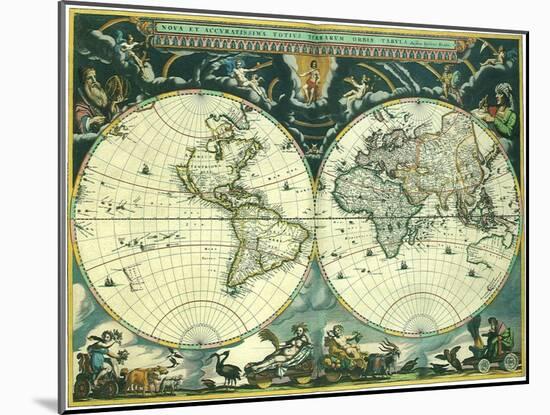 Double Hemisphere Map 1662-Joan Blaeu-Mounted Giclee Print
