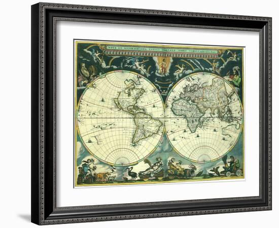 Double Hemisphere Map 1662-Joan Blaeu-Framed Giclee Print