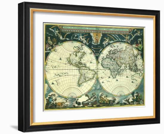 Double Hemisphere Map 1662-Joan Blaeu-Framed Giclee Print