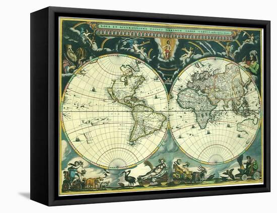 Double Hemisphere Map 1662-Joan Blaeu-Framed Premier Image Canvas