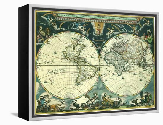 Double Hemisphere Map 1662-Joan Blaeu-Framed Premier Image Canvas