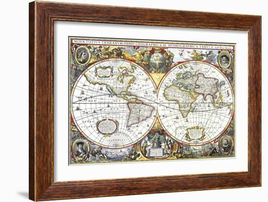 Double-Hemisphere Map of the World 1630-null-Framed Giclee Print